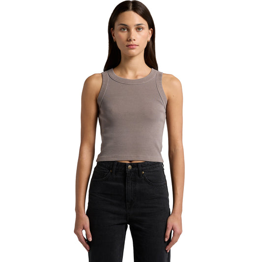Women's Faded Organic Rib Crop Tank Front
