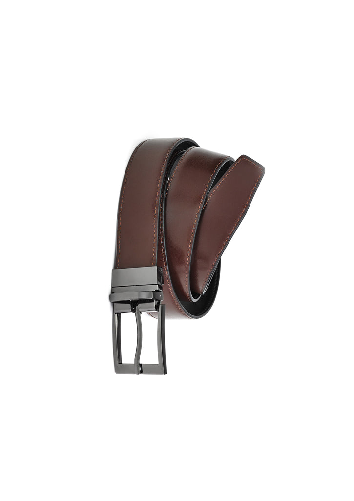 Mens Leather Reversible Belt - Black/Brown 127