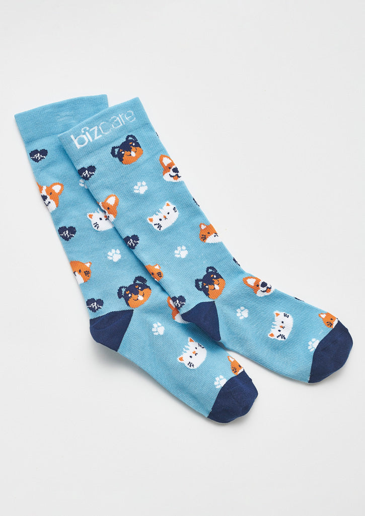 Unisex Happy Feet Comfort Socks - Mid Blue/Navy L