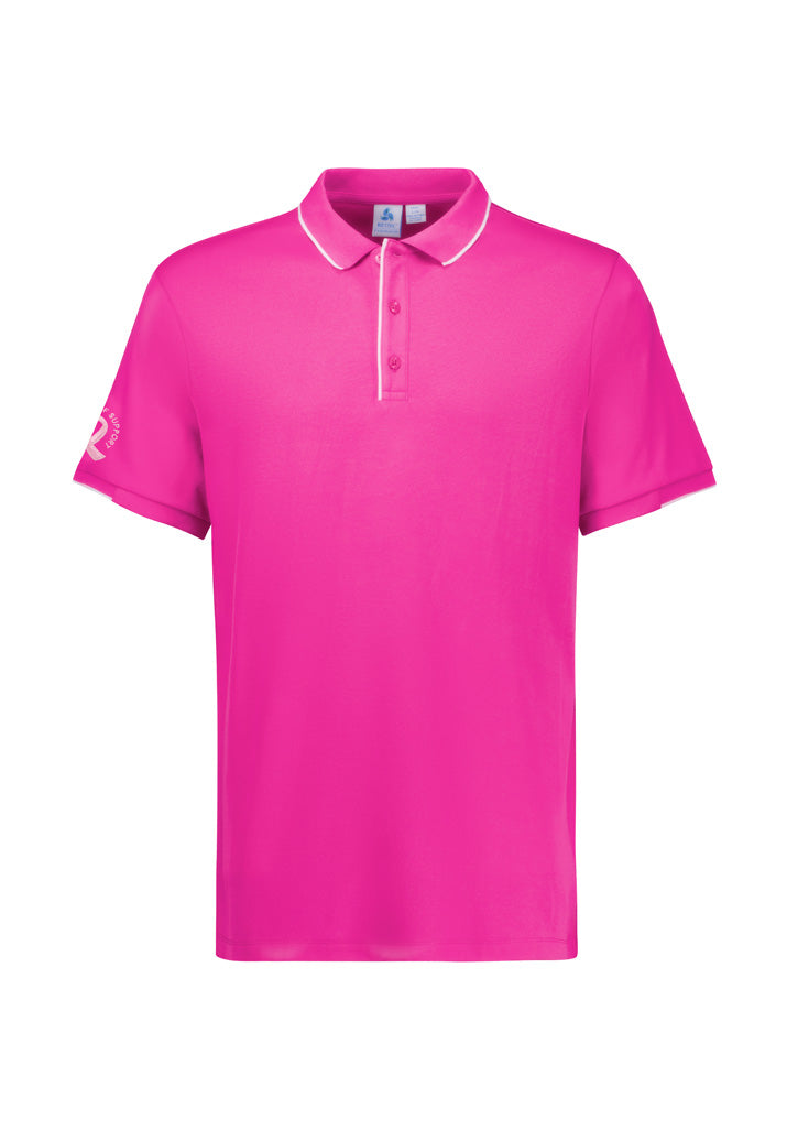 Mens Pink Short Sleeve Polo - Pink 5XL