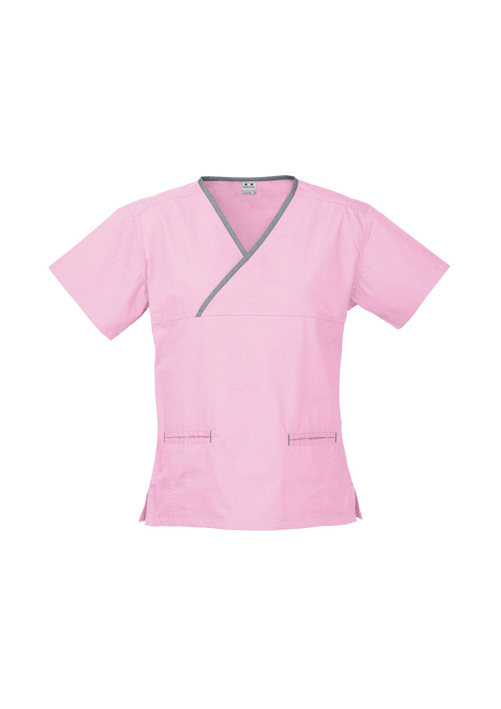 Womens Contrast Scrub Top - Navy/Fuchsia 4XL