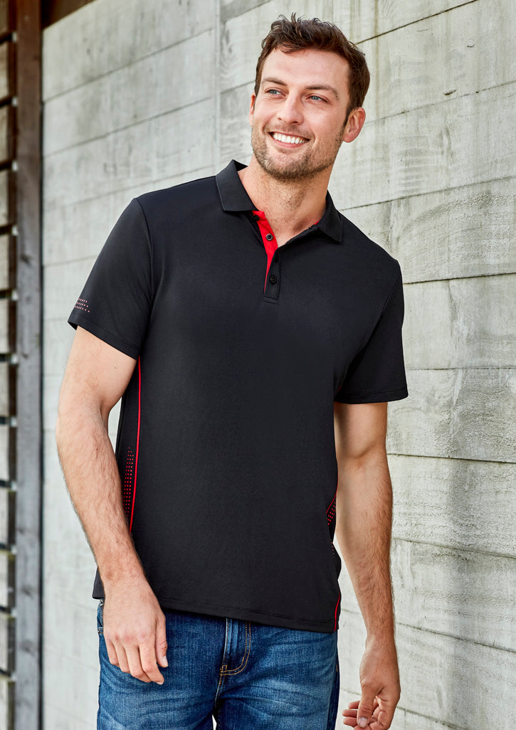 Mens Balance Short Sleeve Polo - Grey/Fluoro Lime 5XL