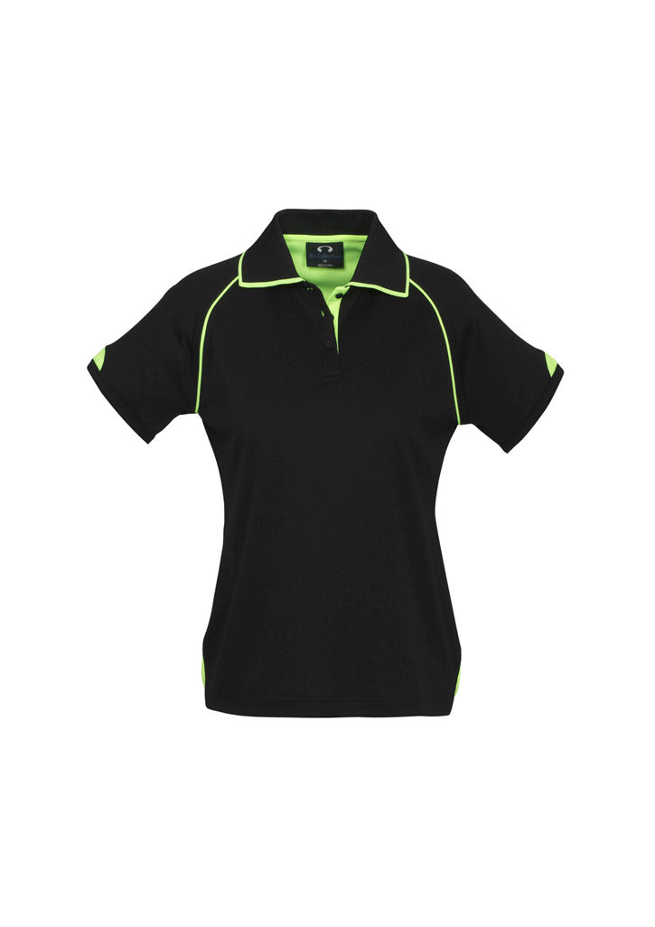 Womens Fusion Short Sleeve Polo - Navy/Fluoro Yellow/Lime 24
