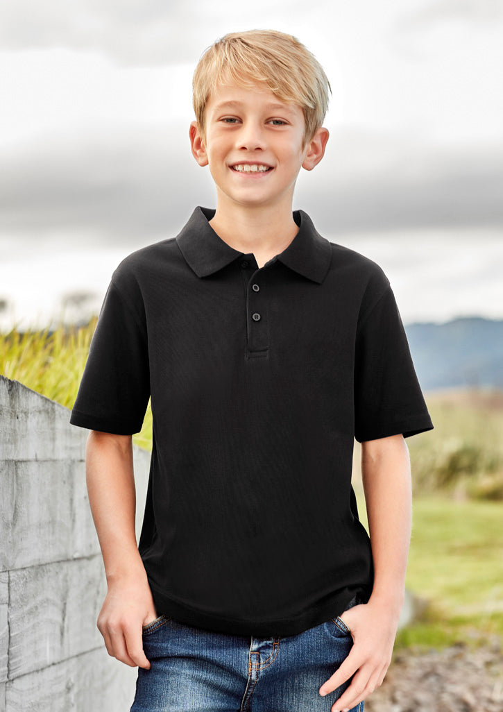 Kids Crew Short Sleeve Polo - Grey Marle 16