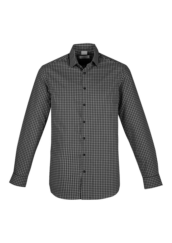 Mens Noah Long Sleeve Shirt - White/Storm Blue Check 5XL