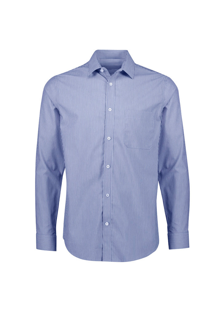 Mens Conran Classic Long Sleeve Shirt - Slate/White 5XL