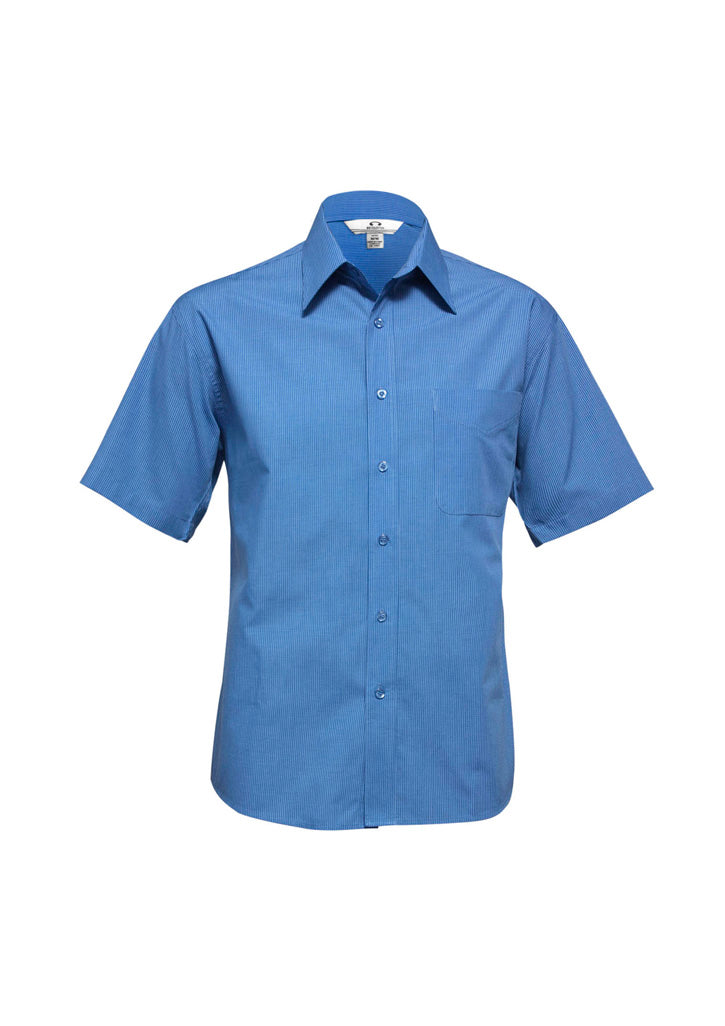 Mens Micro Check Short Sleeve Shirt - Sky 5XL