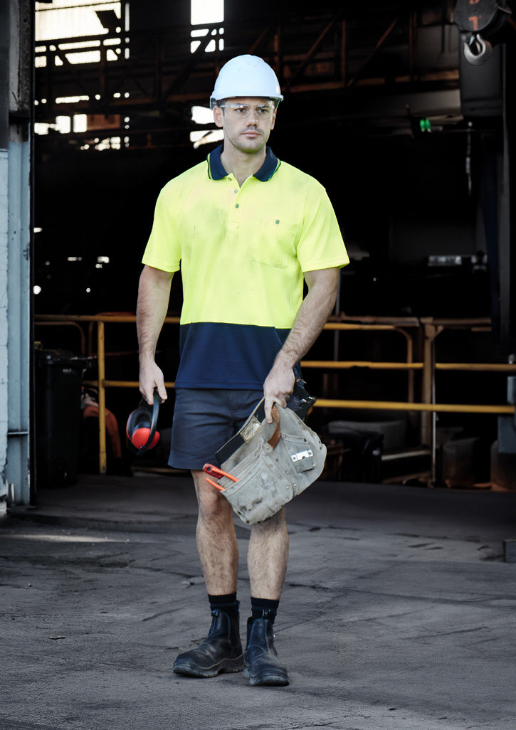 Unisex Hi Vis Basic Short Sleeve Polo - Orange/Black 7XL