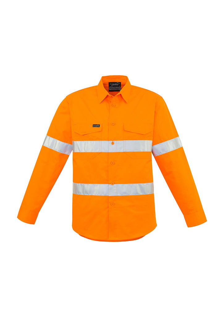 Mens Hi Vis Hoop Taped Long Sleeve Shirt - Orange 7XL