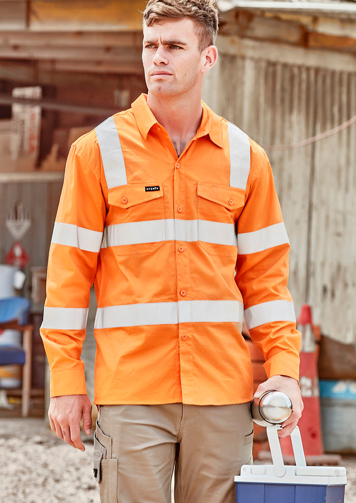Mens Bio Motion VIC Rail Long Sleeve Shirt - Vic Rail Orange 7XL