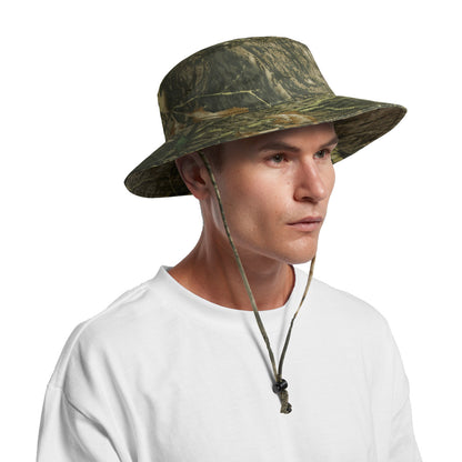 Wide Brim Camo Bucket Hat Front
