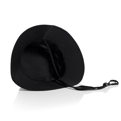 Nylon Wide Brim Bucket Hat Black - Back
