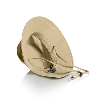 Nylon Wide Brim Bucket Hat Khaki - Back