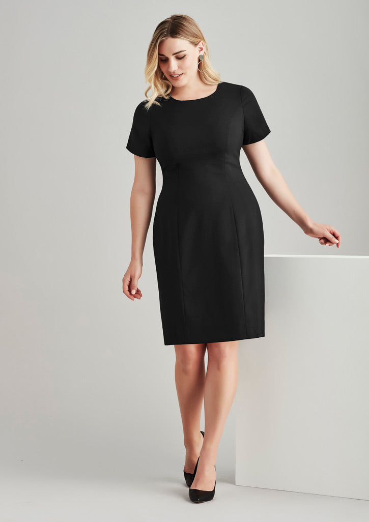 Womens Comfort Wool Stretch Short Sleeve Shift Dress - Charcoal 22