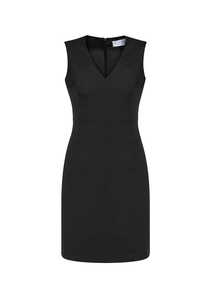 Womens Comfort Wool Stretch Sleeveless V-Neck Dress - Charcoal 22