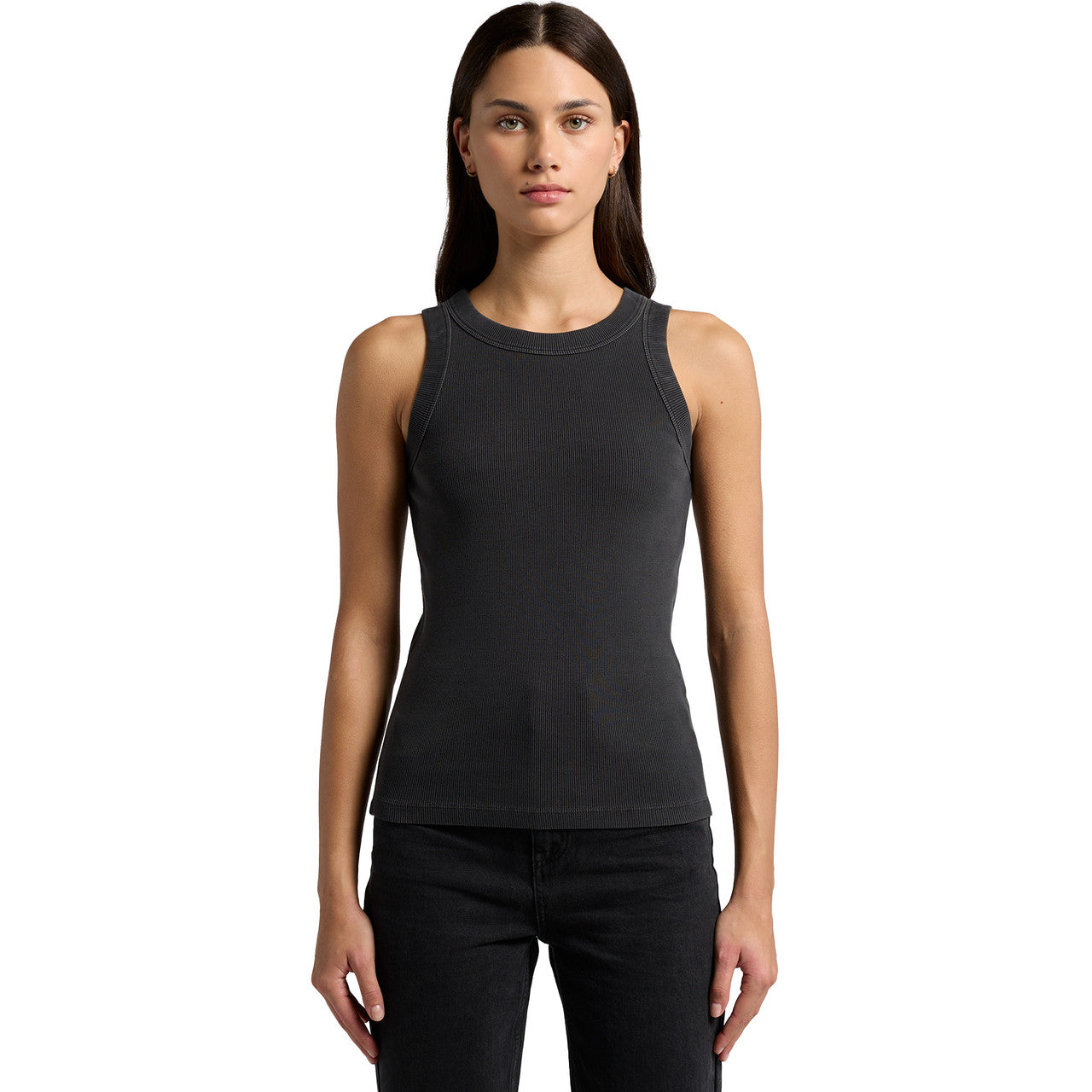 Women's Faded Organic Rib Tank Front