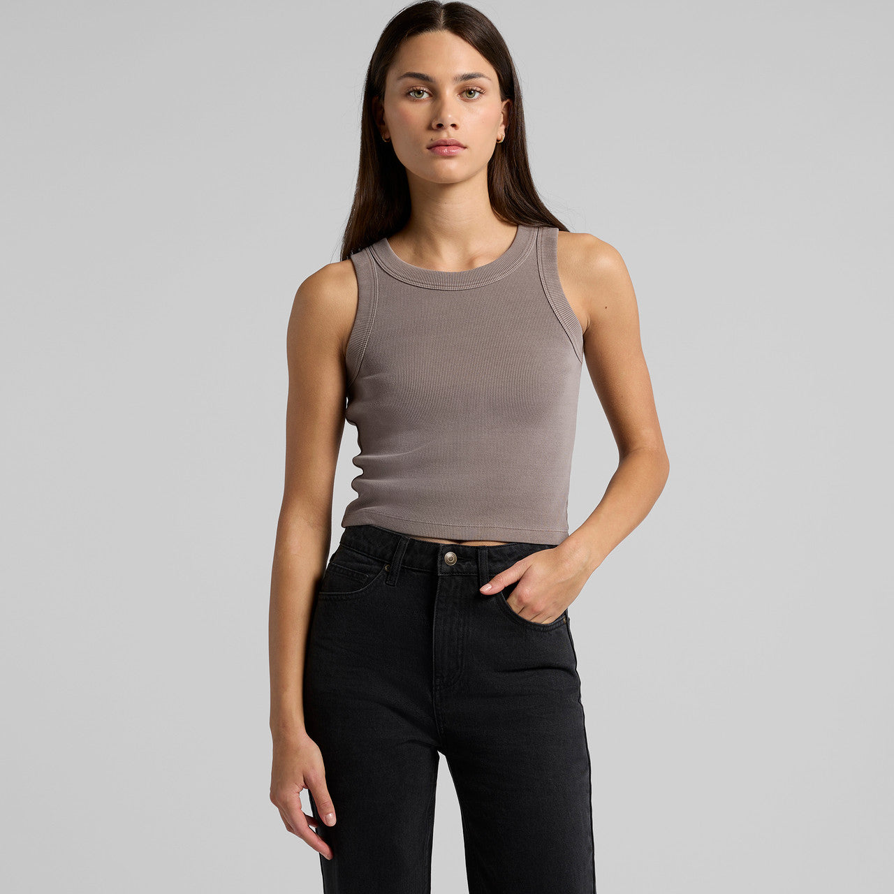 Women's Faded Organic Rib Crop Tank Back