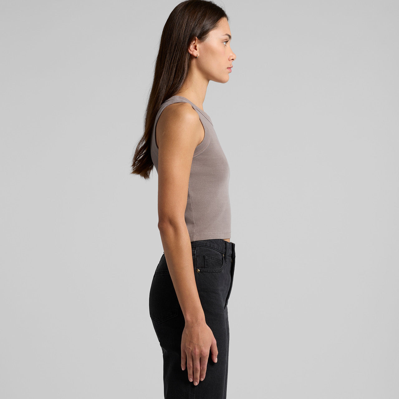 Women's Faded Organic Rib Crop Tank Side