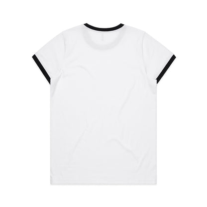 Women's Maple Ringer Tee White/Black - Back