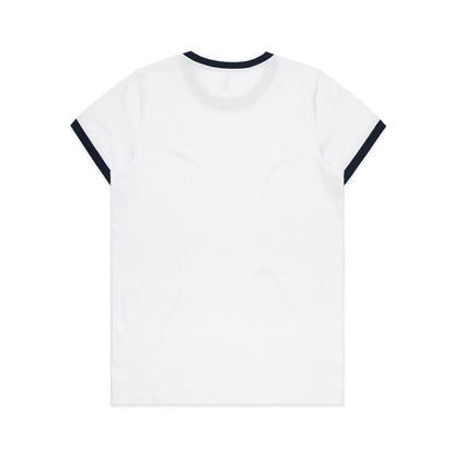 Women's Maple Ringer Tee White/Navy - Back