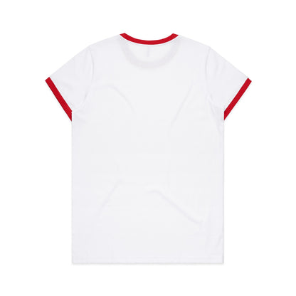 Women's Maple Ringer Tee White/Red - Back