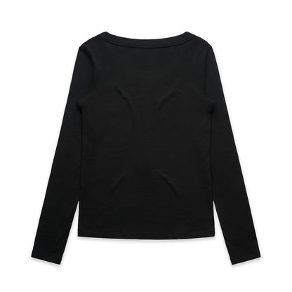 Wo's Organic Baby Rib L/S Tee Black - Back