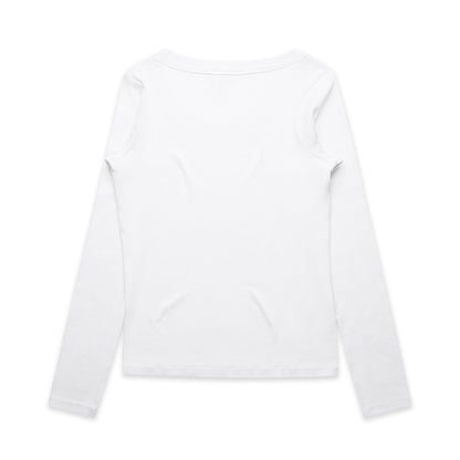 Wo's Organic Baby Rib L/S Tee White - Back