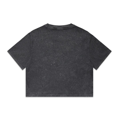 Women's Stone Wash Heavy Crop Black Stone - Back