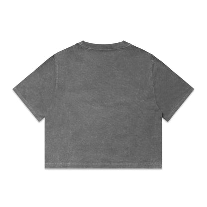 Women's Stone Wash Heavy Crop Coal Stone - Back