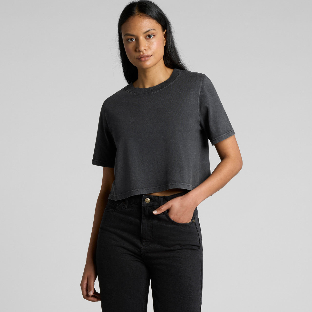 Women's Stone Wash Heavy Crop Back