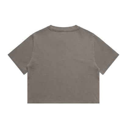 Women's Heavy Faded Crop Tee Faded Grey - Black
