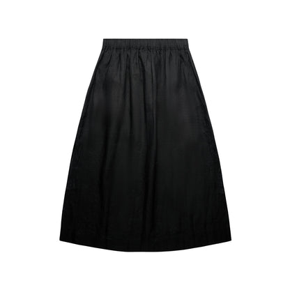 Women's Linen Skirt Black - Back