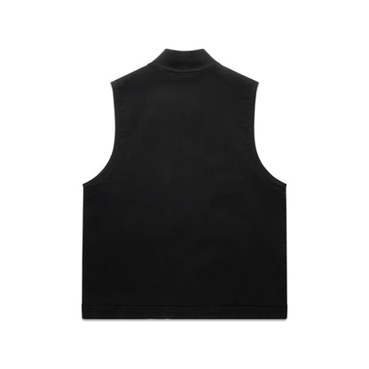 Women's Canvas Heavy Vest Black - Back