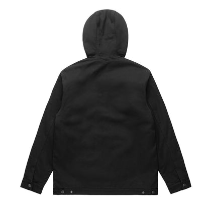 Canvas Heavy Hooded Jacket Black - Back