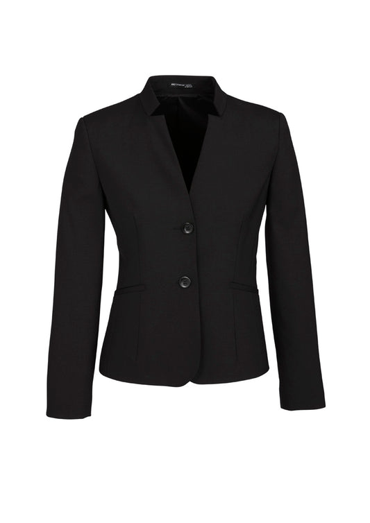 Womens Comfort Wool Stretch Short Jacket with Reverse Lapel - Charcoal 26