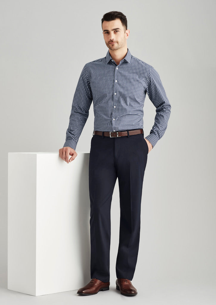 Mens Comfort Wool Stretch Flat Front Pant - Navy 122