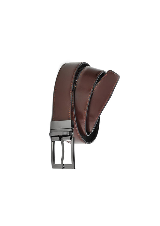 Mens Leather Reversible Belt - Black/Brown 127
