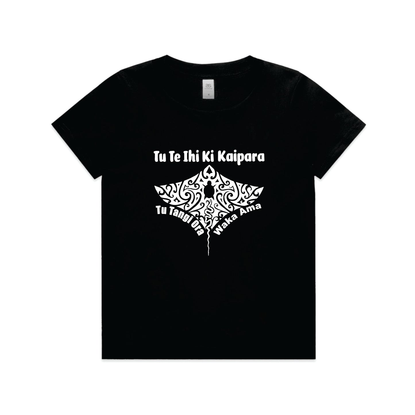 Kids Tees - Tu Tangi Ora Waka Ama - Tu Te Ihi Ki Kaipara - Black