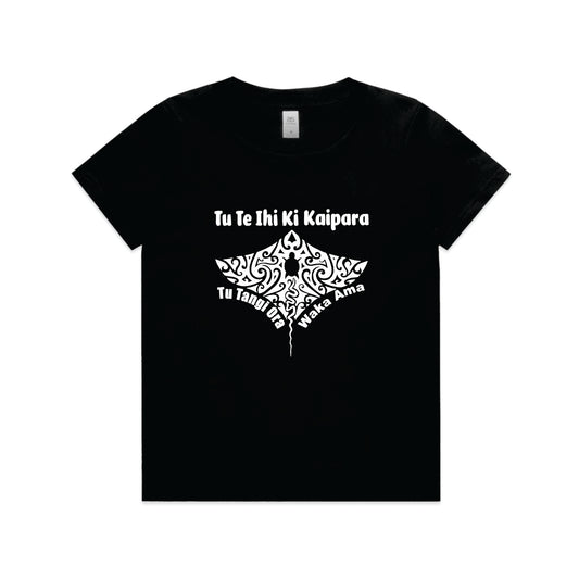Kids Tees - Tu Tangi Ora Waka Ama - Tu Te Ihi Ki Kaipara - Black