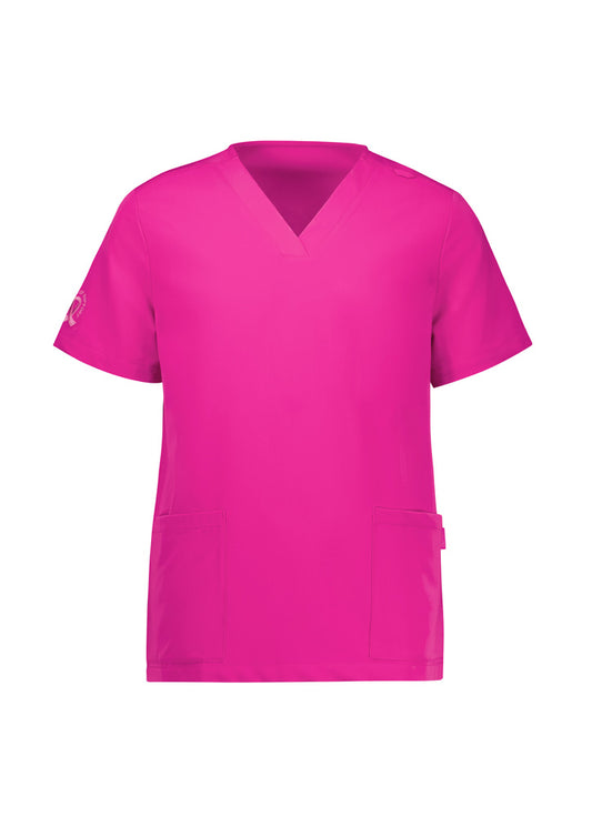 Womens Pink V-Neck Scrub Top - Pink 3XL