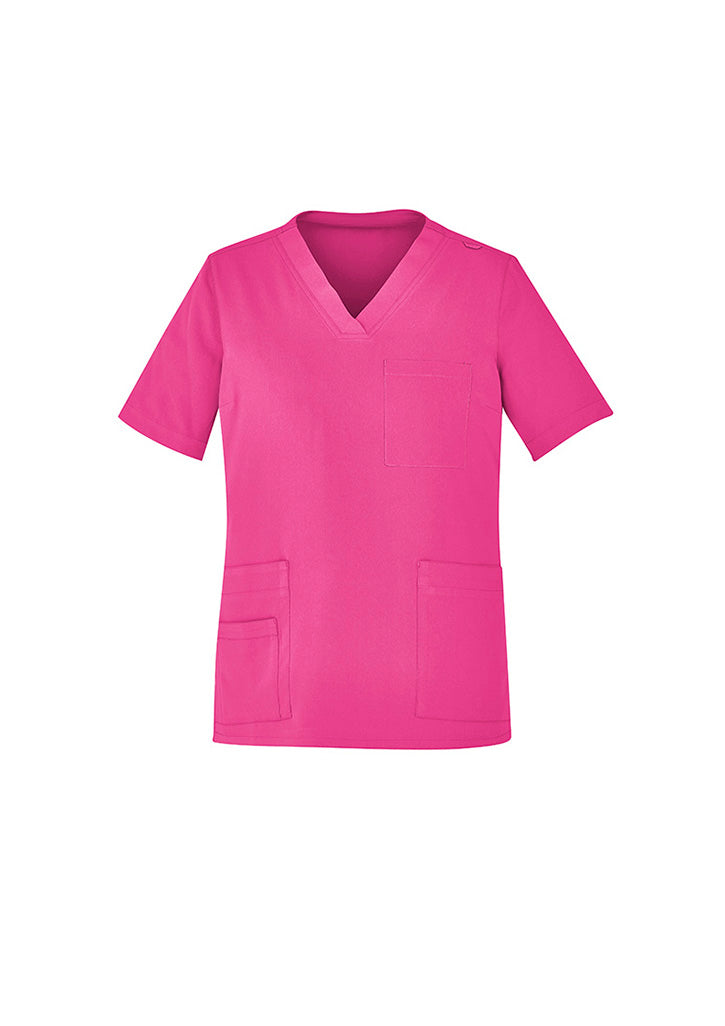 Unisex Pink V-Neck Scrub Top - Pink 6XL
