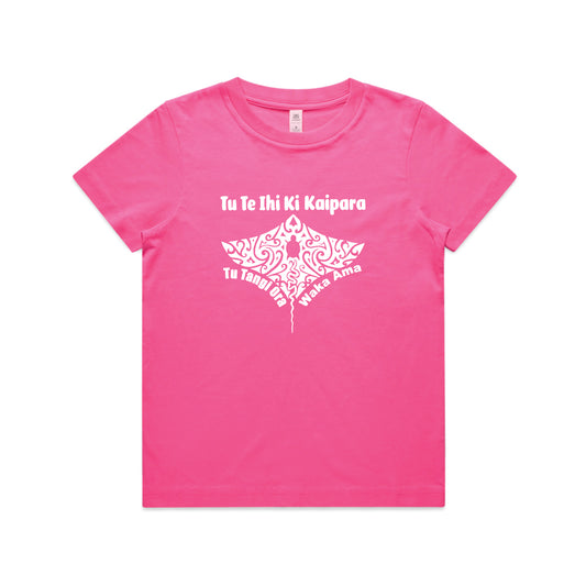 Kids Tees - Tu Tangi Ora Waka Ama - Tu Te Ihi Ki Kaipara - Pink