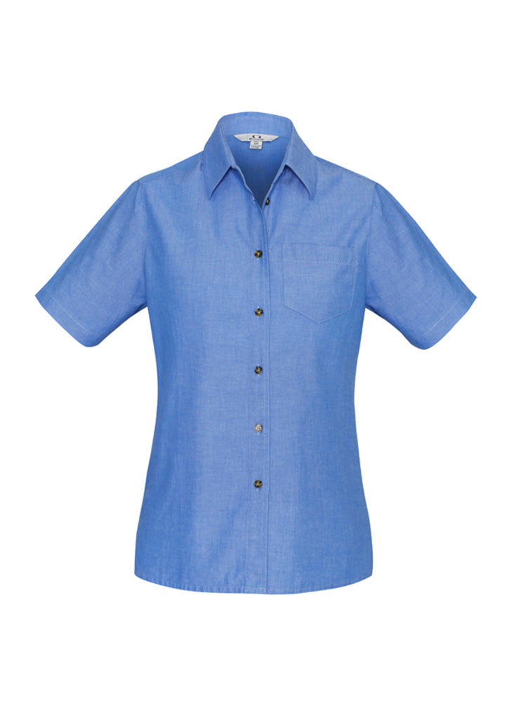 Womens Chambray Short Sleeve Shirt - Chambray Blue 24