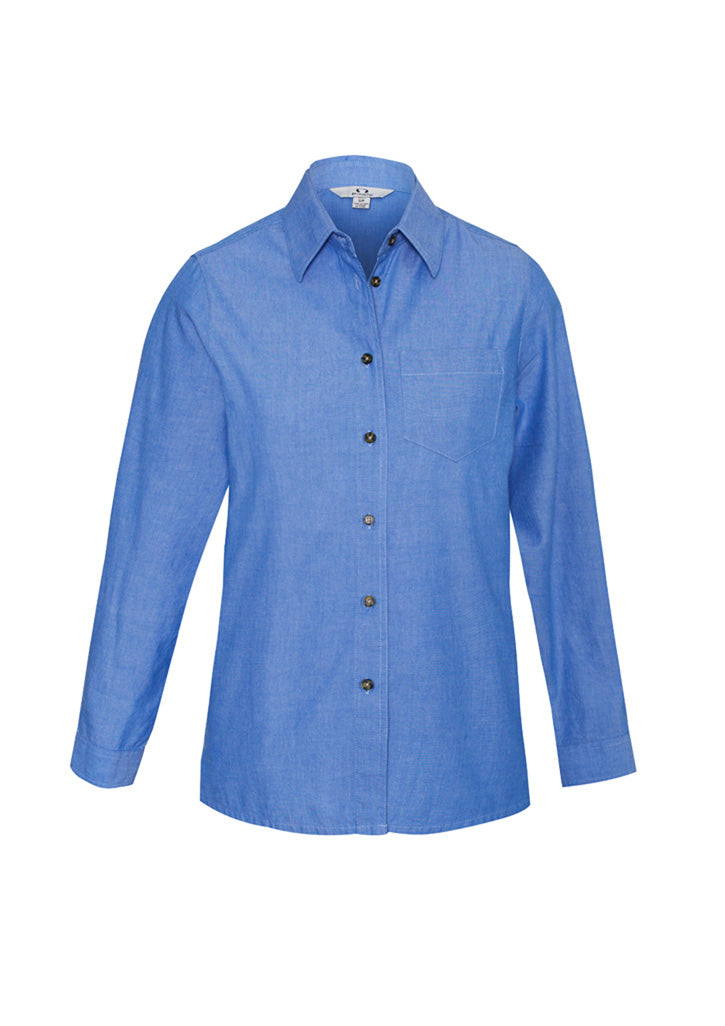 Womens Chambray Long Sleeve Shirt - Chambray Blue 24
