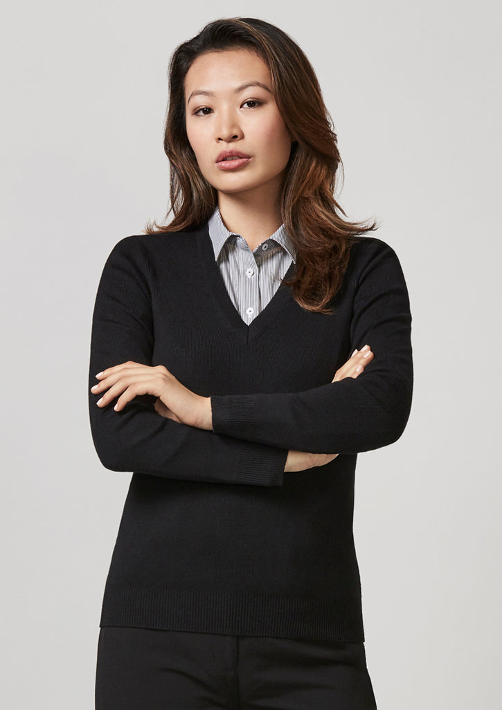 Womens V-Neck Knit Pullover - Charcoal 4XL