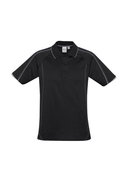 Mens Blade Short Sleeve Polo - Black/Silver Grey 5XL