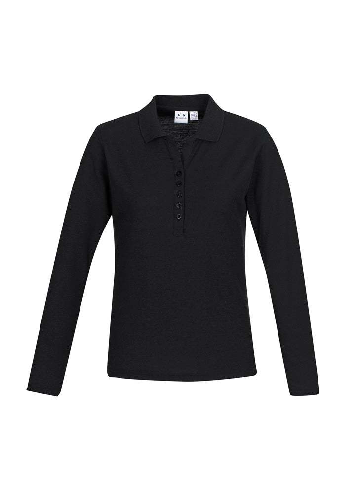 Womens Crew Long Sleeve Polo - Black 26