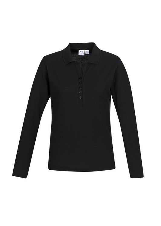 Womens Crew Long Sleeve Polo - Black 26