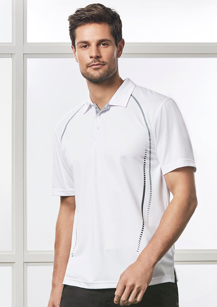 Mens Cyber Short Sleeve Polo - White/Silver 5XL