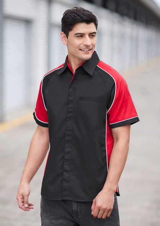 Mens Nitro Short Sleeve Shirt - Black/Orange/White 5XL